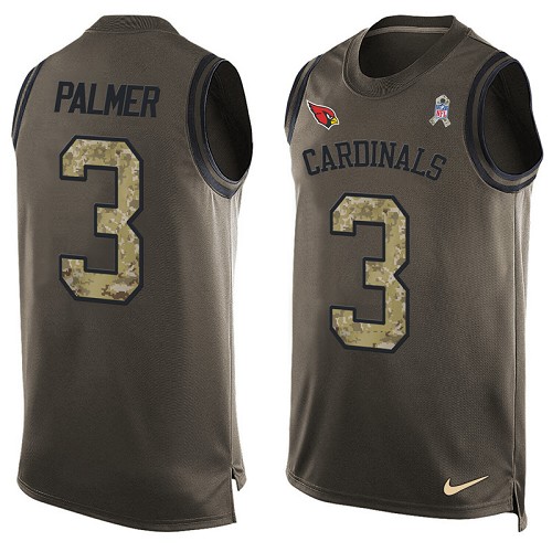 Men's Limited Carson Palmer Nike Jersey Green - #3 Salute to Service Tank Top NFL Arizona Cardinals